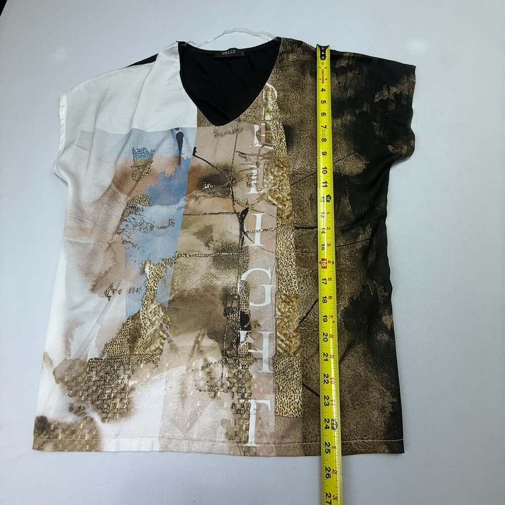 NELLY V-Neck Top Size 1 Multicolored Graphic Print - Picture 3 of 8
